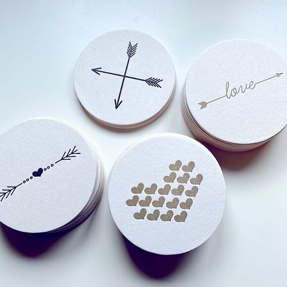Banana Republic Haute Papier Letterpressed Coasters - Hearts Love Cupid Drinks - Picture 1 of 5